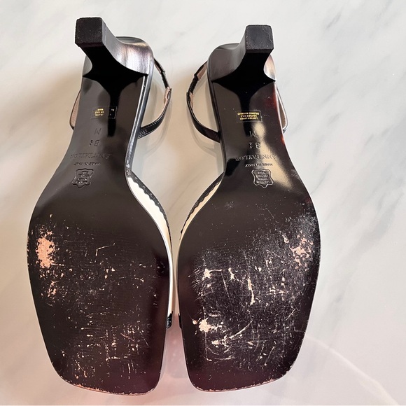 Ann Taylor off white and black Open Toe Slingback heels 8.5M - Picture 4 of 6